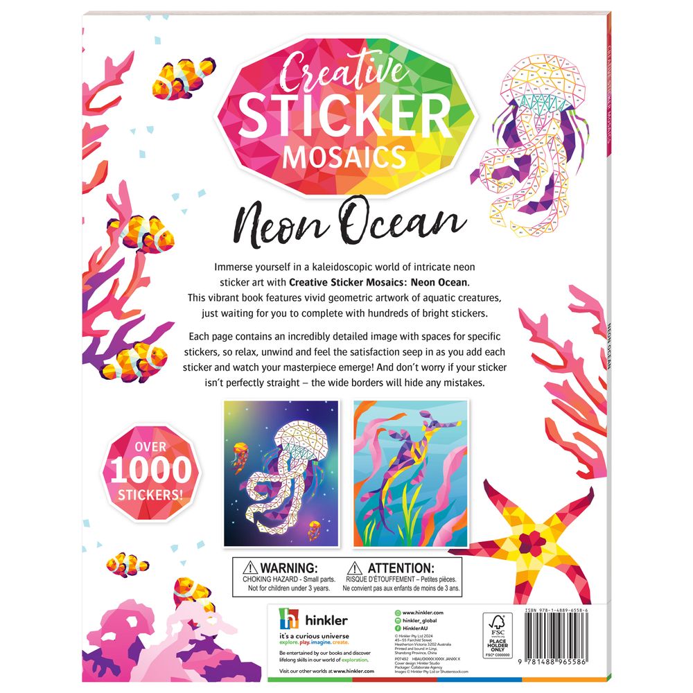 Hinkler - Creative Sticker Mosaics - Neon Ocean - 1000 Plus Stickers