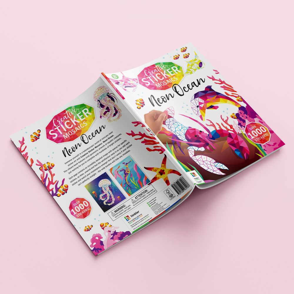 Hinkler - Creative Sticker Mosaics - Neon Ocean - 1000 Plus Stickers