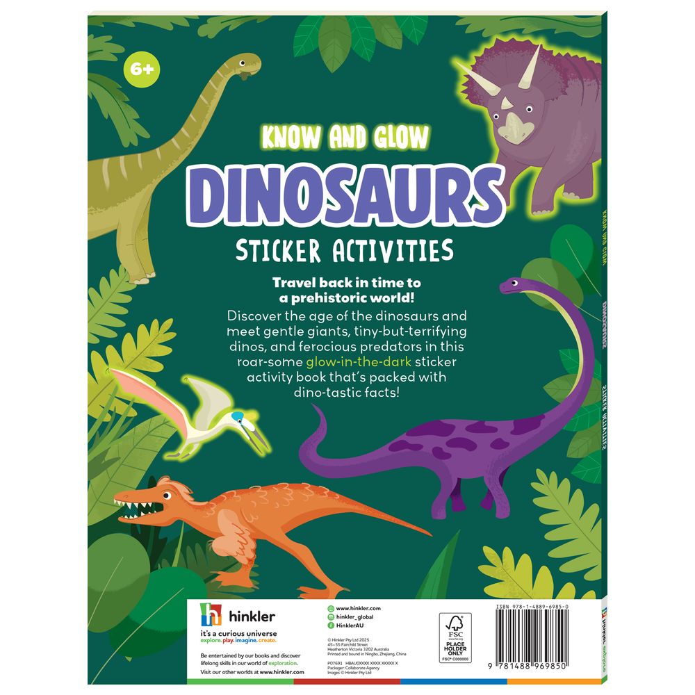 Hinkler - Know & Glow Sticker Activities - Dinosaurs