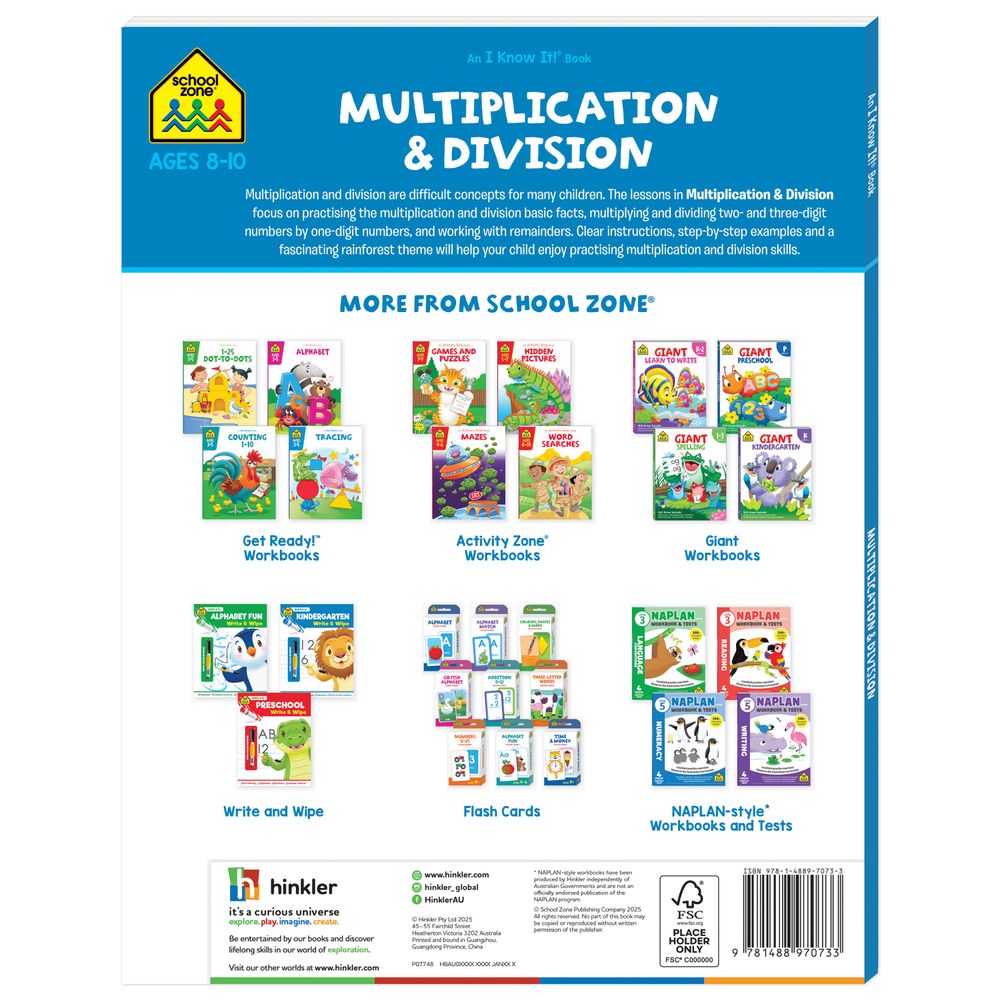 School Zone - An I Know It! Book: Multiplication & Division 3-4