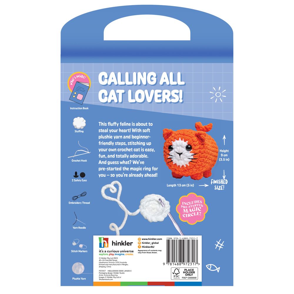 Hinkler - Oh My Craft! Crochet Plushie Craft Kit - Kiki Kitten