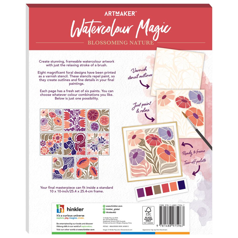 Hinkler - Art Maker Watercolour Magic Coloring Kit - Blossoming Nature