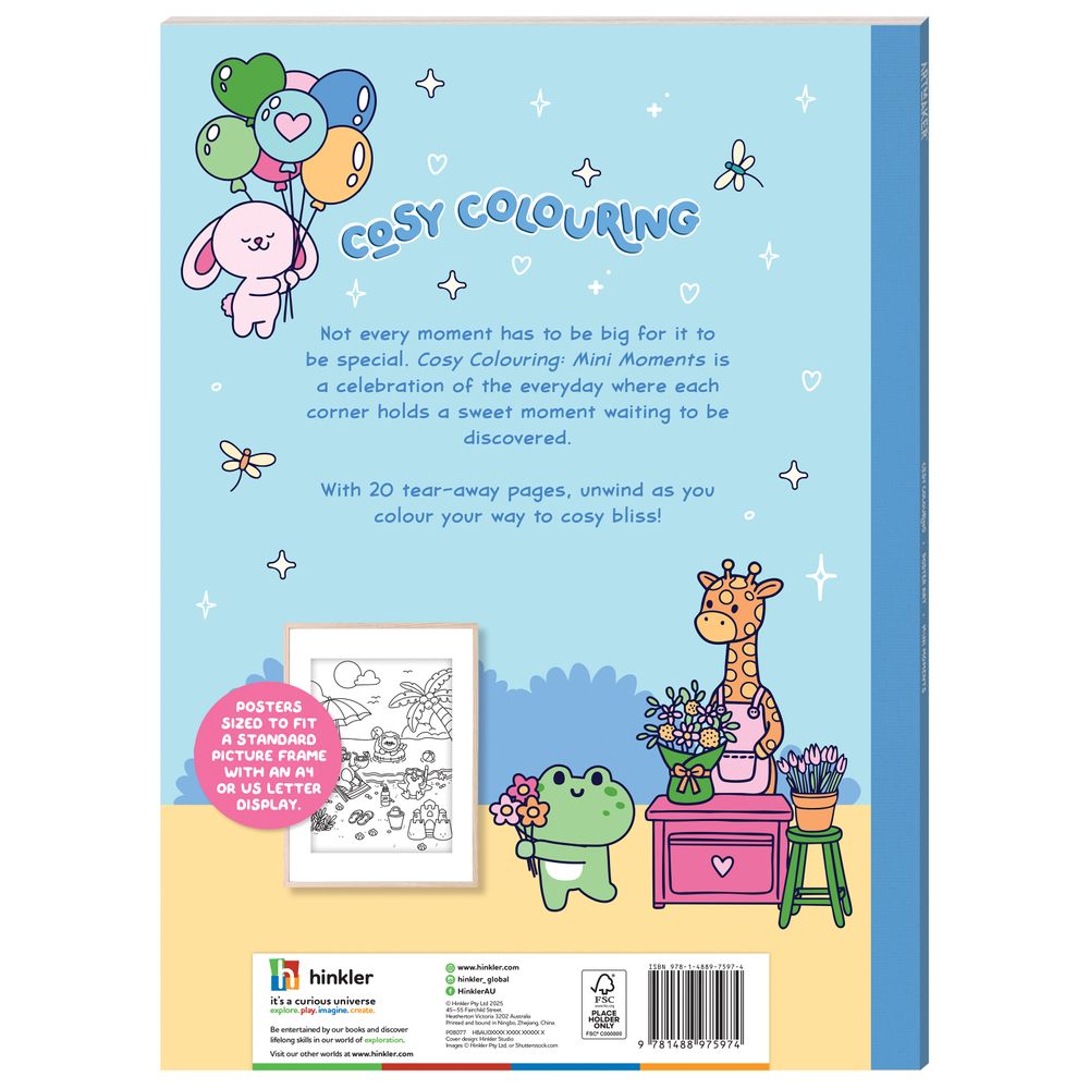 Hinkler - Cosy Colouring Poster Art - Mini Moments - 20 Pages