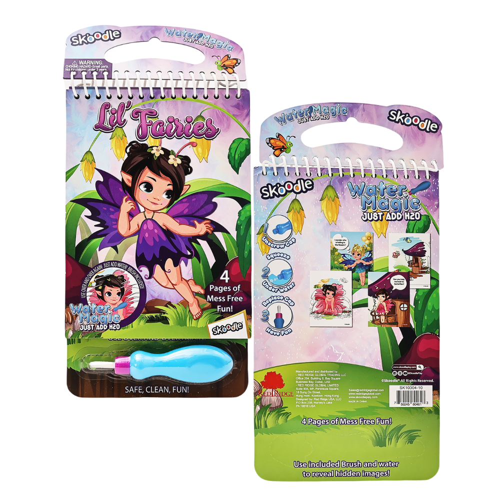 Skoodle Water Magic Activity Pad With Brush - Lil Fairies