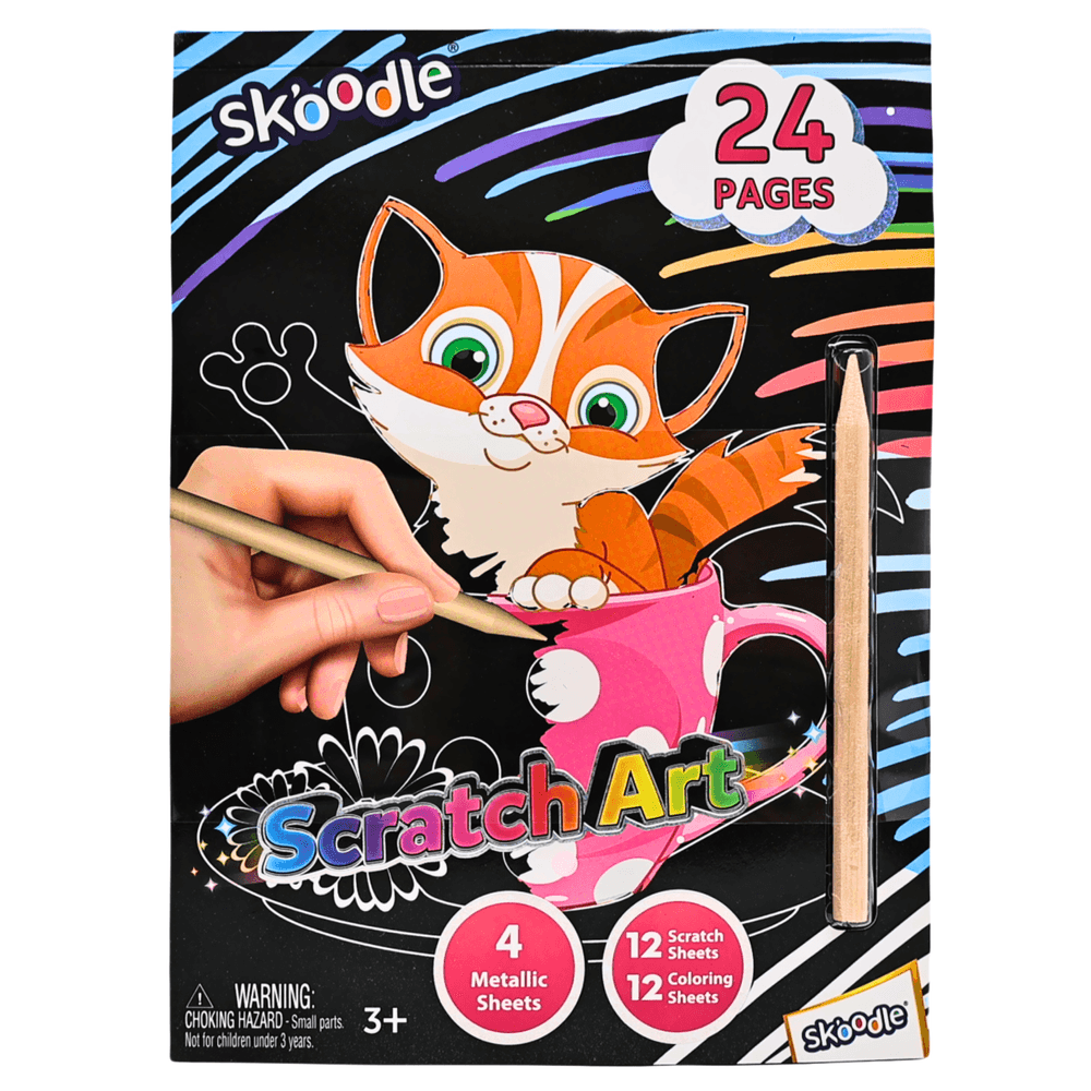 Skoodle Scratch Art Pages With Scraper Set - Multicolor