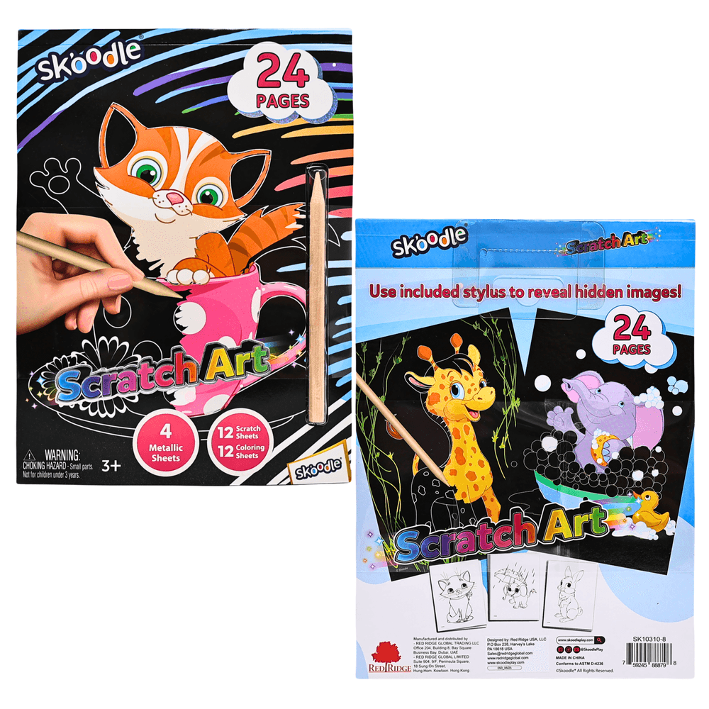 Skoodle Scratch Art Pages With Scraper Set - Multicolor