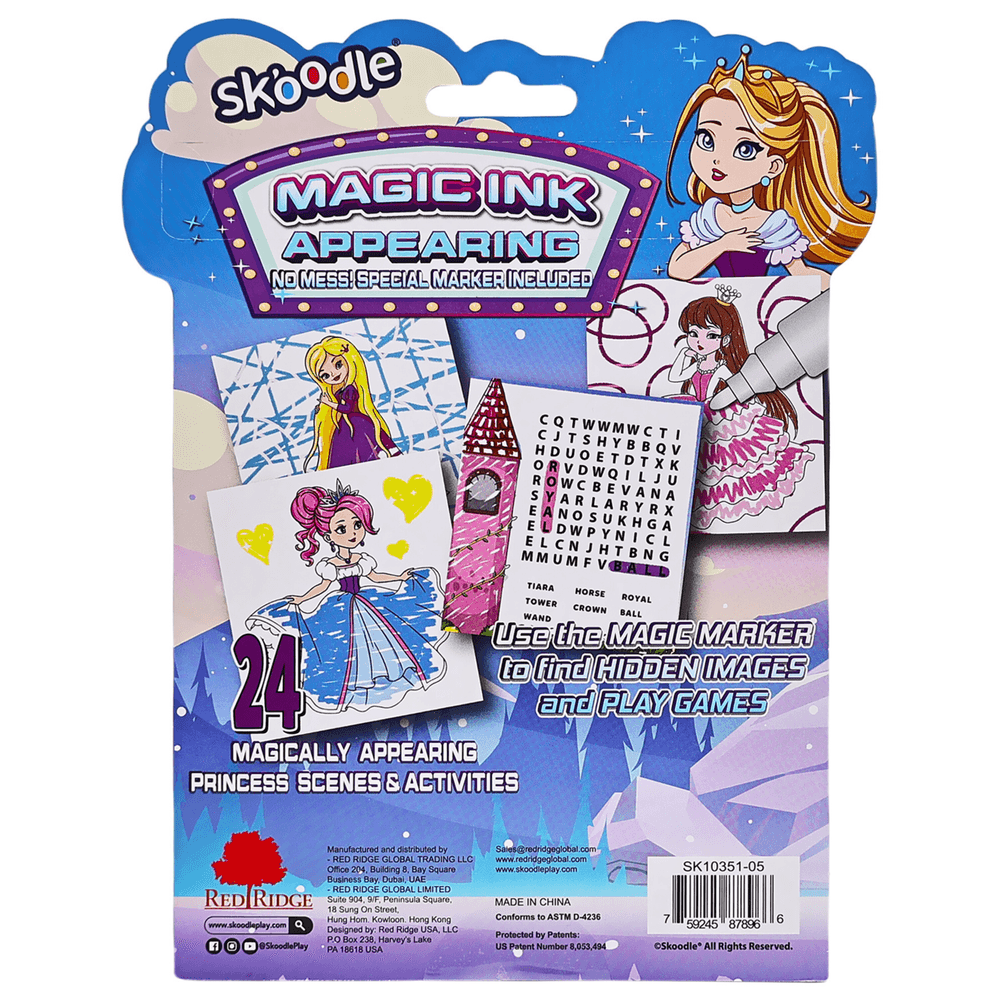 Skoodle Princess Magic Ink Book With Marker - Multicolor