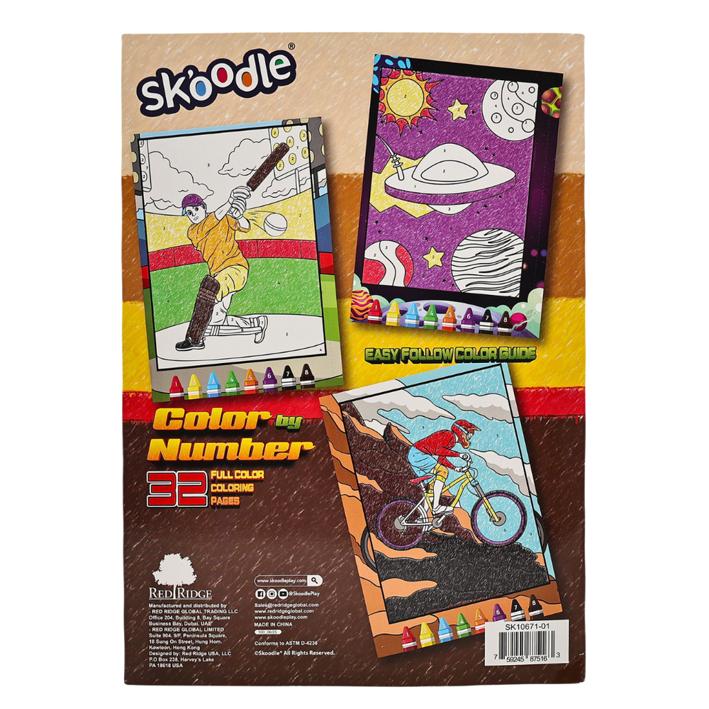 Skoodle Color By Number Pages With 8 Crayons - Multicolor