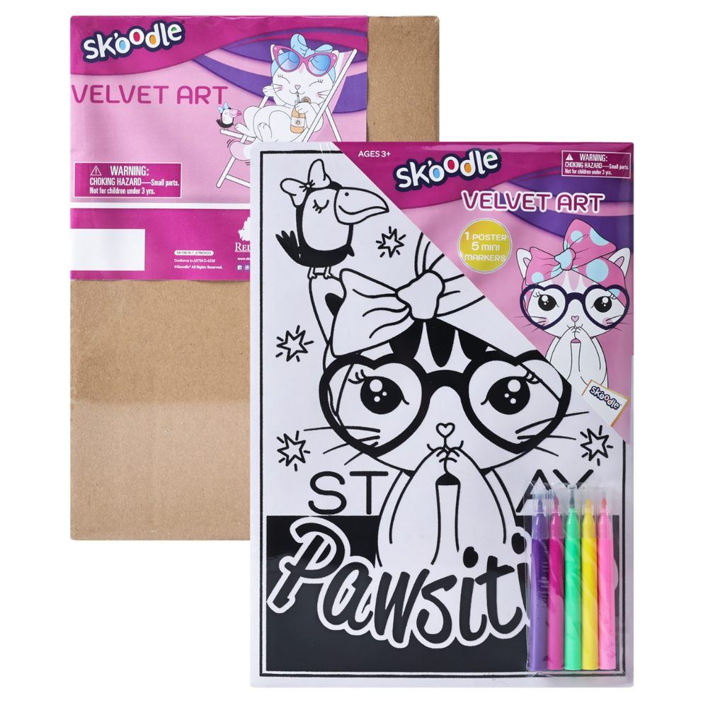 Skoodle Velvet Art Poster With 5 Mini Marker Set - Pawsitive