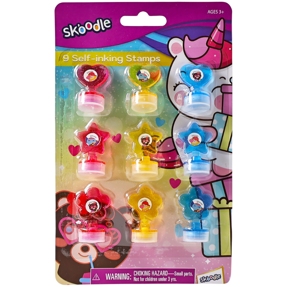 Skoodle Self-Inking Activity Stamp Set - Multicolor - 9 Pcs