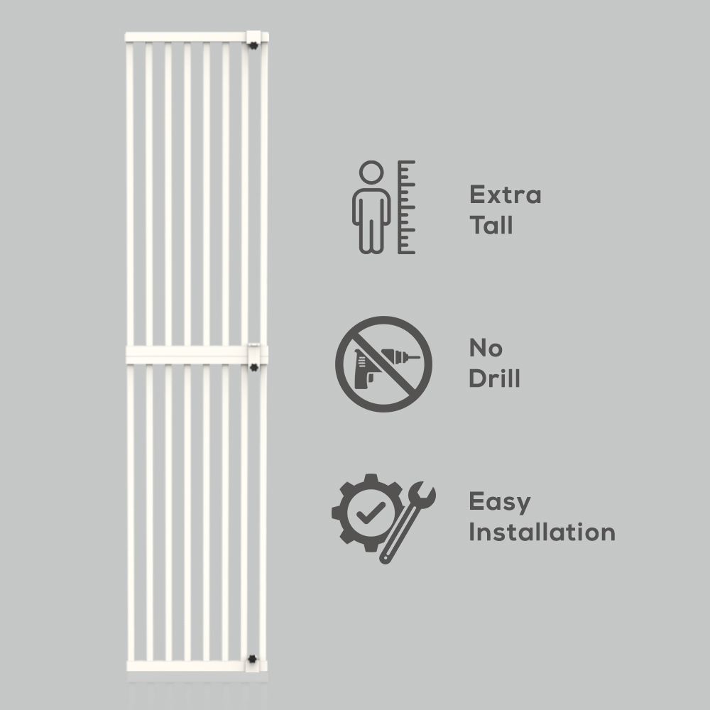 Baby Safe Gate Extension for Tall Metal Safety Gate 40.5 x 186cm- White