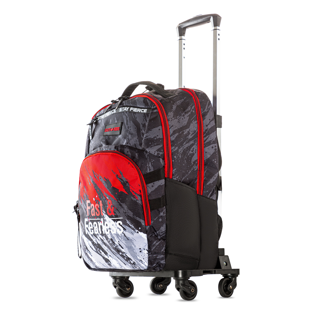 Eazy Kids - School Backpack & Trolley Set - Fast & Fearless Black - 2 Pcs - 20-Inch/51cm