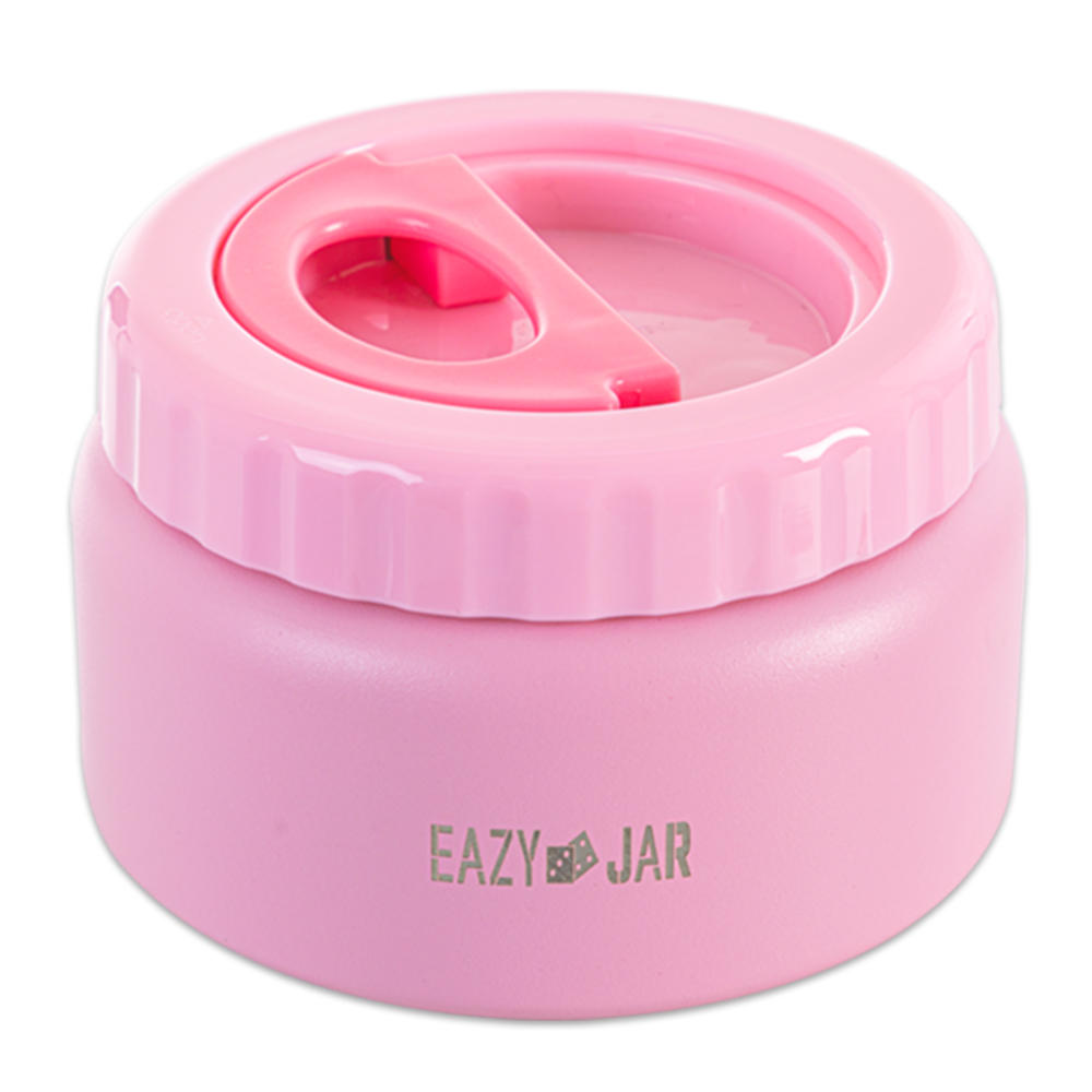 Eazy Kids - Jumbo Bento Lunch Box with Lunch Bag & Two Dip Jars - Pink