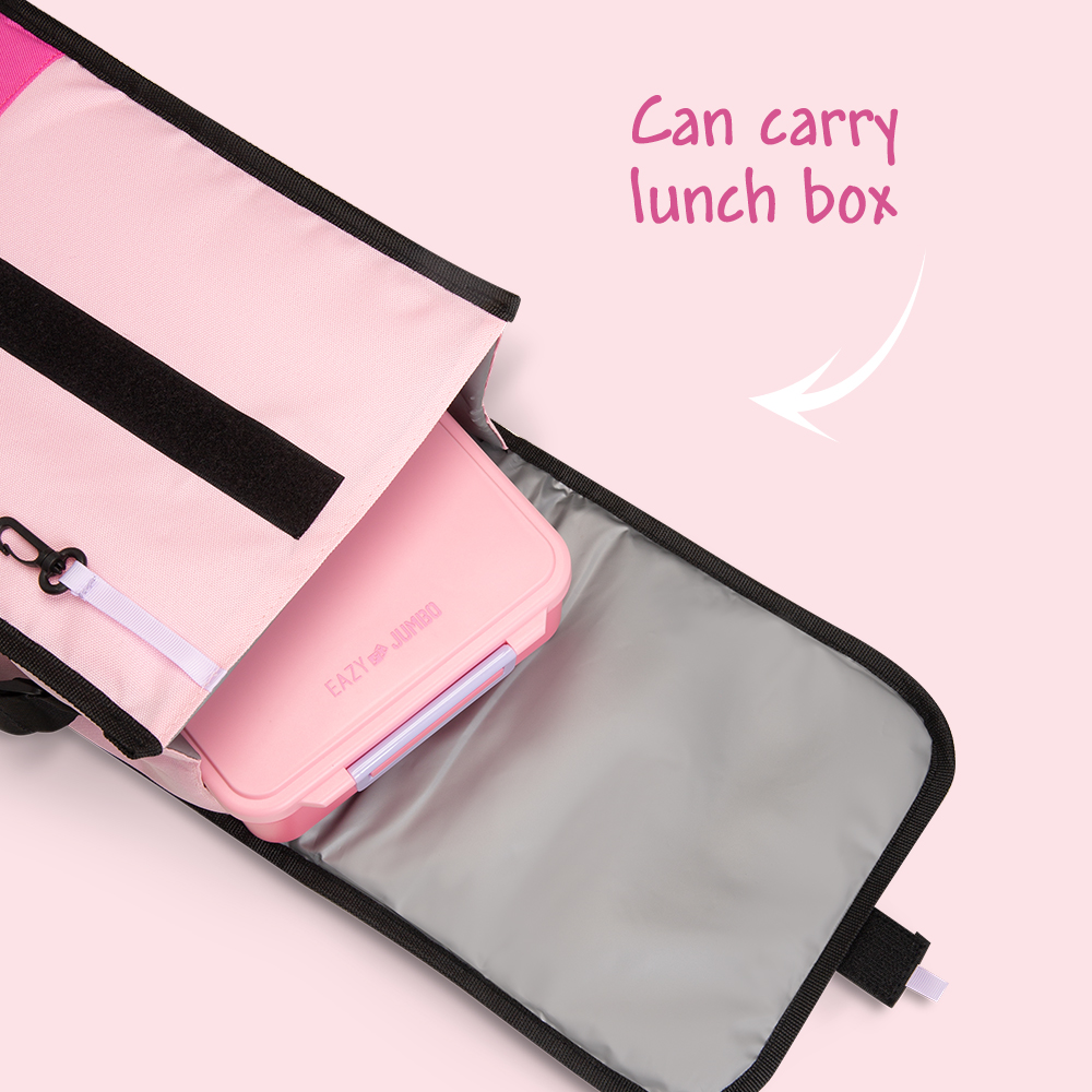 Eazy Kids - 800ml Lunch Box with 500ml Water Bottle & Pink Lunch Bag - Pink