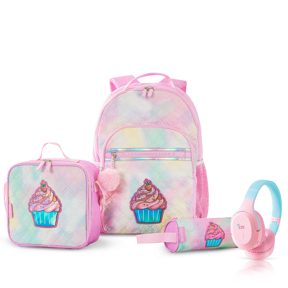 Eazy Kids - Backpack W/ Bluetooth Headset, Lunch Bag And Pencil Case - Sugar Pop Pink