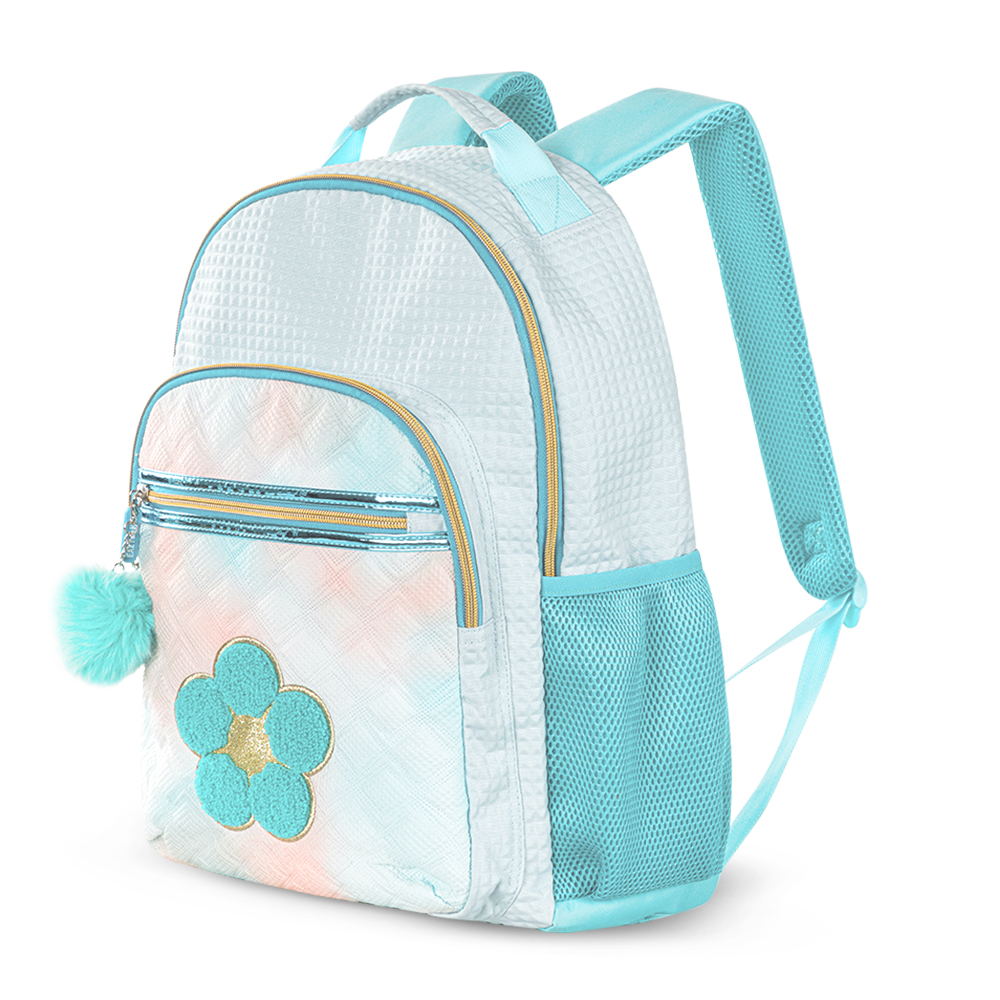 Eazy Kids - Girl's Backpack, Pencil Case & Lunch Bag With Headset Set - Flora Green - 4 Pcs