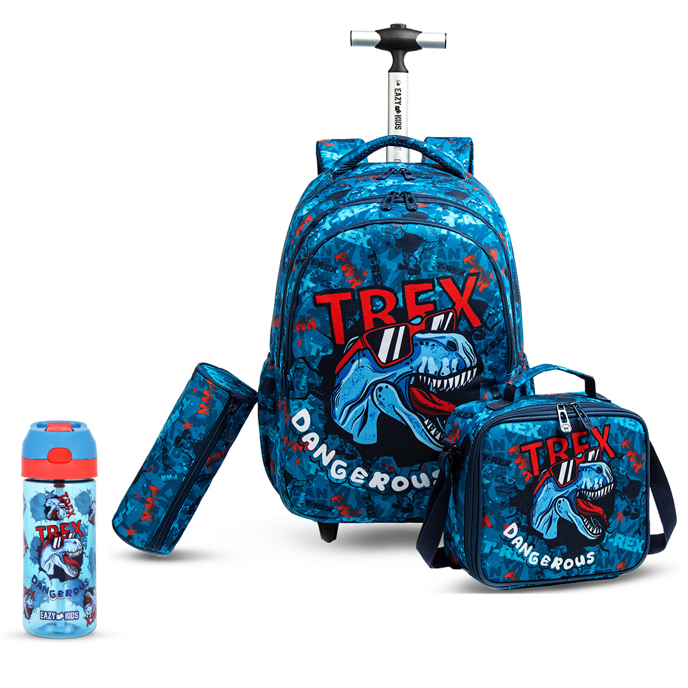 Eazy Kids - School Trolley with Accessory Set - T-Rex