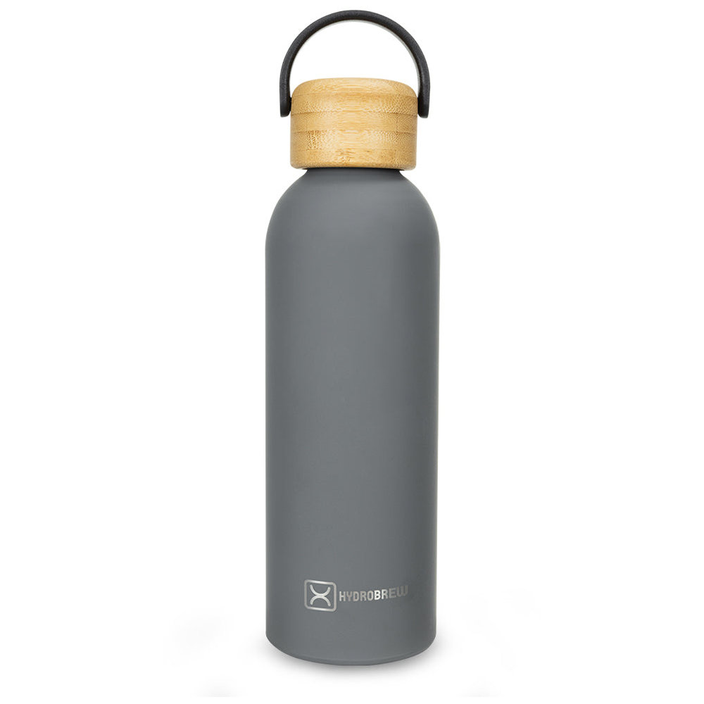 Hydrobrew - 3 Compartment Bento Lunch Box With Steel Food Jar & Water Bottle - Grey - 500 ml