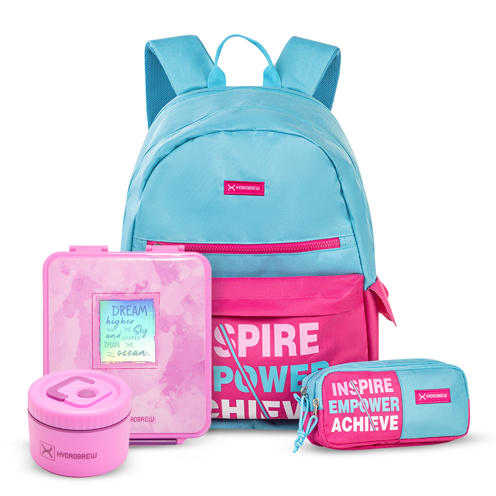 Hydrobrew - 18-Inch Backpack With Bento Lunch Box & Food Jar - Pink