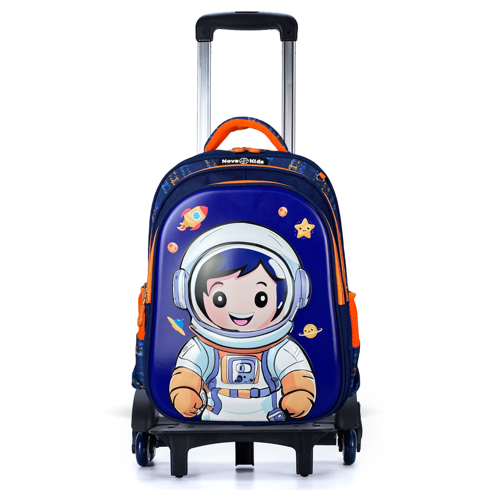 Nova Kids - Boy's 3D School Backpack & Trolley Set - Astronaut Blue - 2 Pcs - 16.5-Inch/42cm