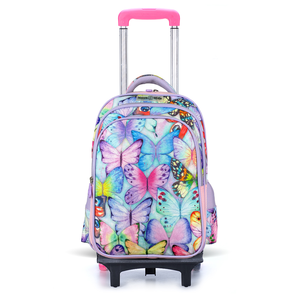 Nova Kids - Girl's School Backpack & Trolley Set - Butterfly - 2 Pcs - 17.5-Inch/44.5cm
