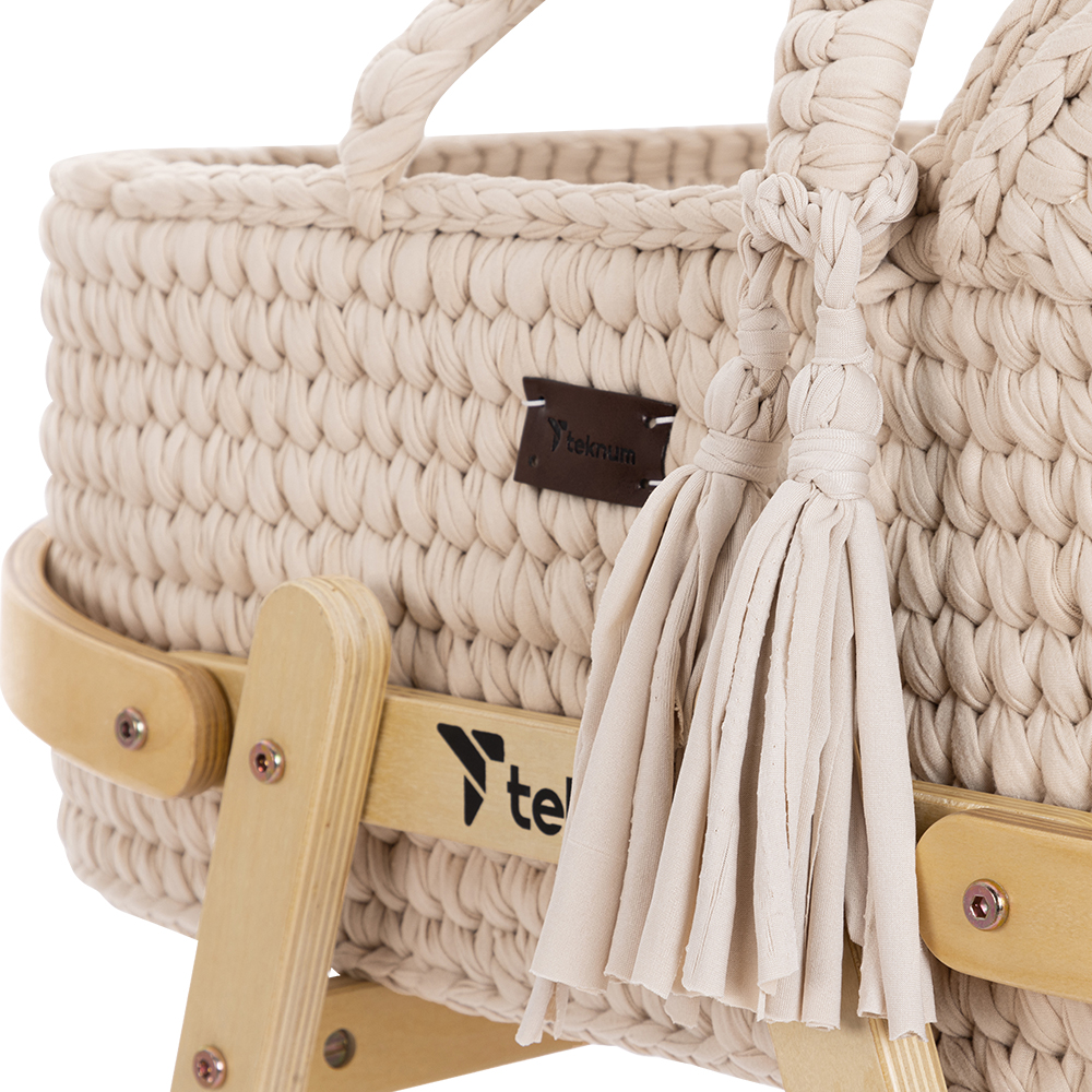 Teknum Rope Moses Basket With Stand - Multicolor