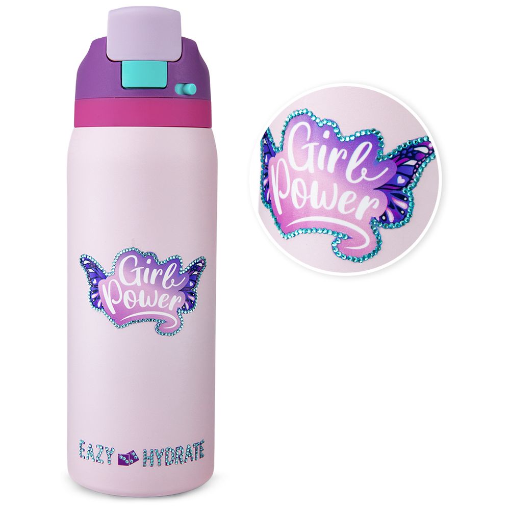 Eazy Kids - Girl Power School Bag With Lunch Bag, Pencil Case And Water Bottle Set - Pink - 18-Inch