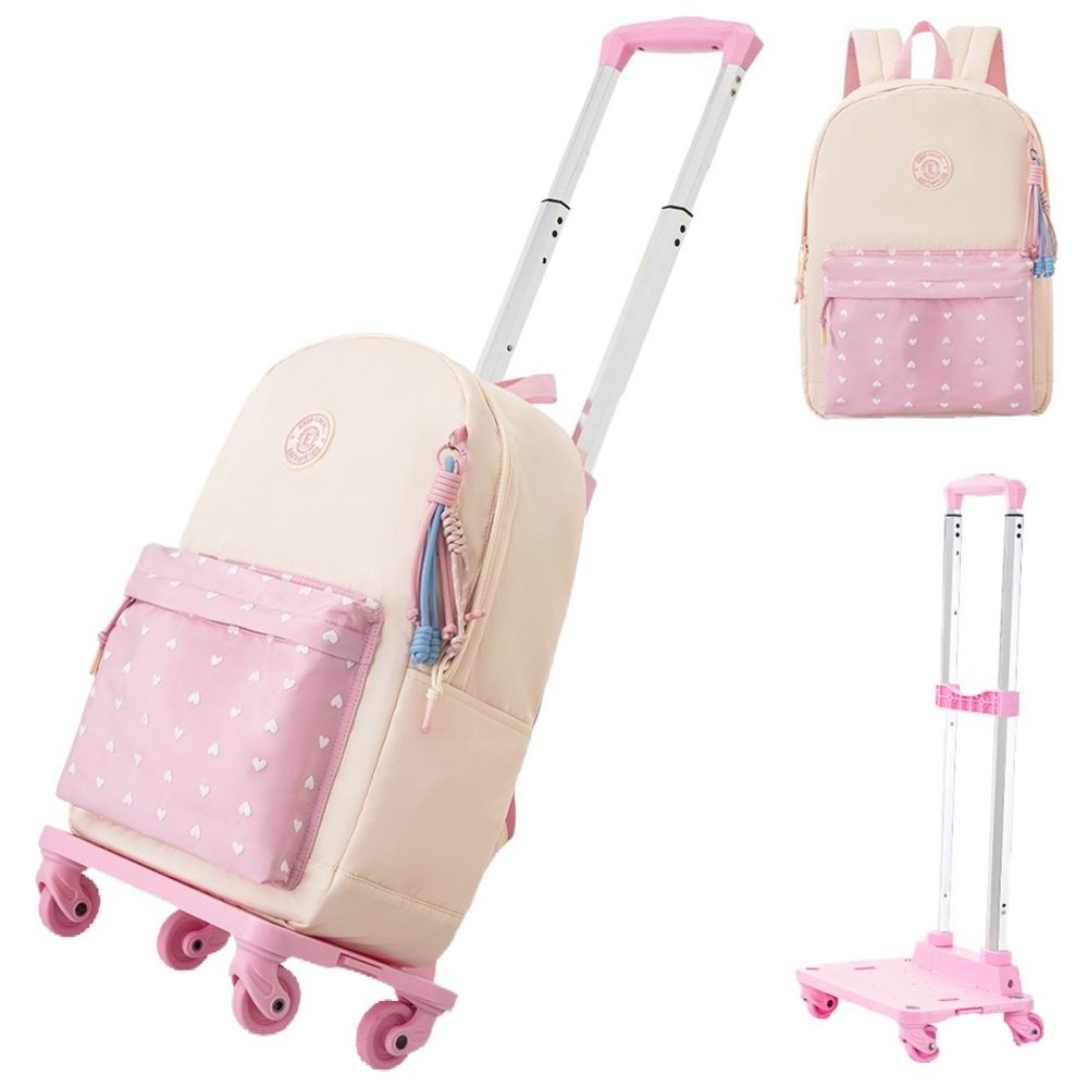 Eazy Kids - School Backpack And 4-Wheel Trolley Set - Blush Rush Pink - 16.5-Inch