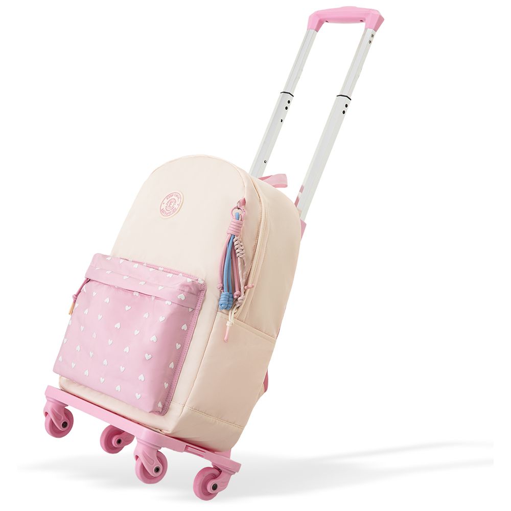 Eazy Kids - School Backpack And 4-Wheel Trolley Set - Blush Rush Pink - 16.5-Inch