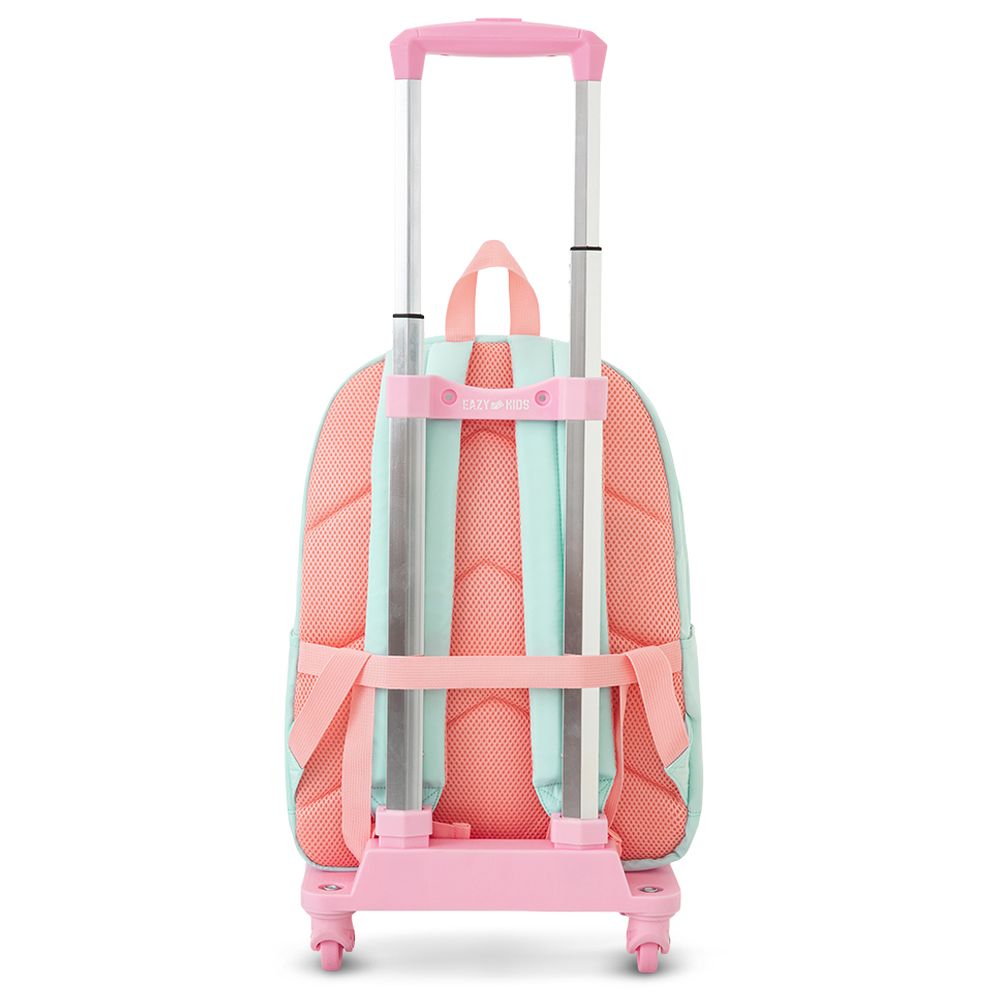 Eazy Kids - Purfect Dreams School Backpack And 4-Wheel Trolley Set - Pink - 16.5-Inch