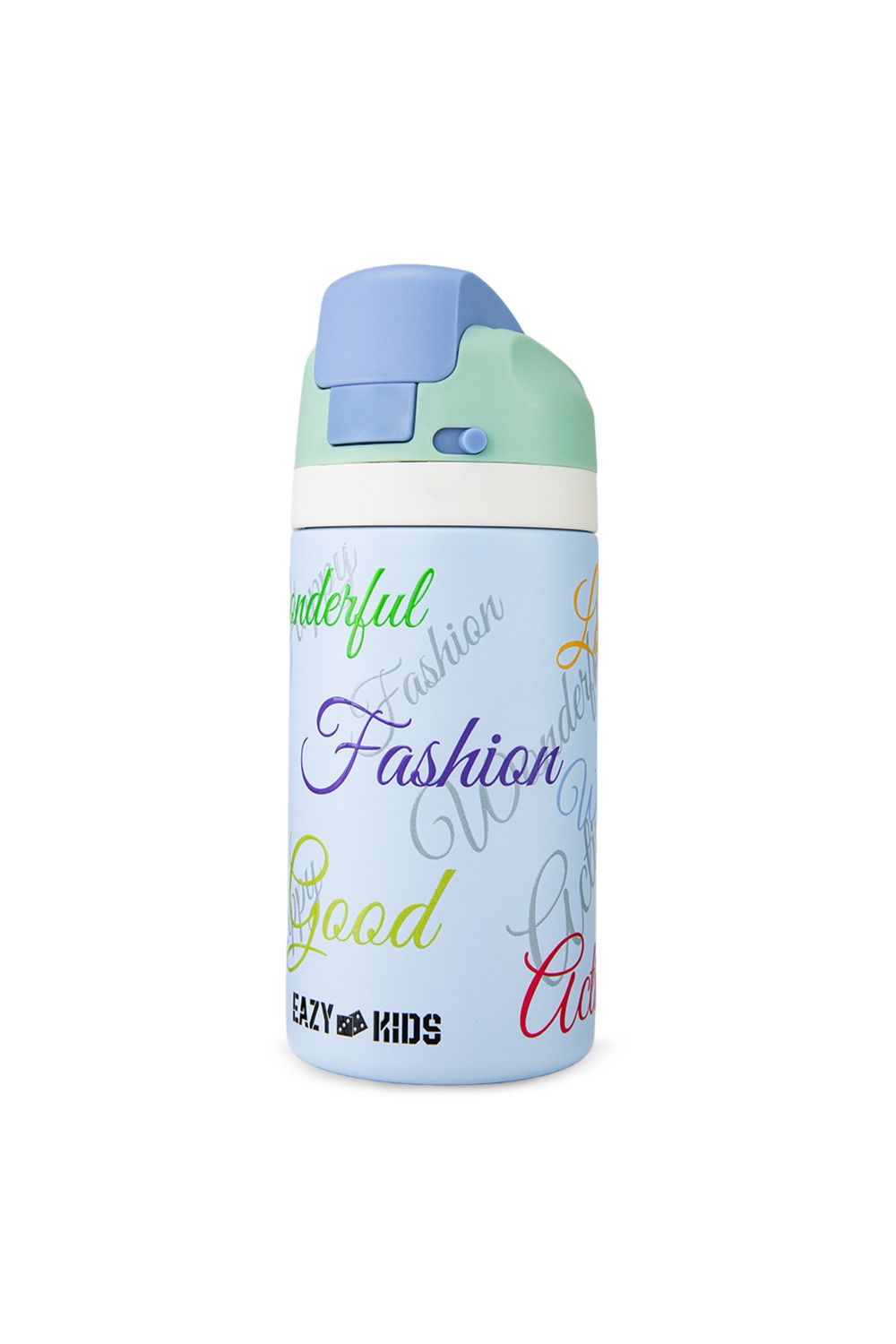 Eazy Kids - Bento Lunch Box & Stainless Steel Water Bottle Set - Ivory/Blue - 3 Pcs