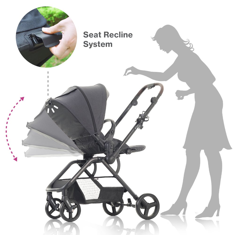 Teknum - Stroll 1 Reversible Travel Stroller With Matilda Diaper Bag - Black