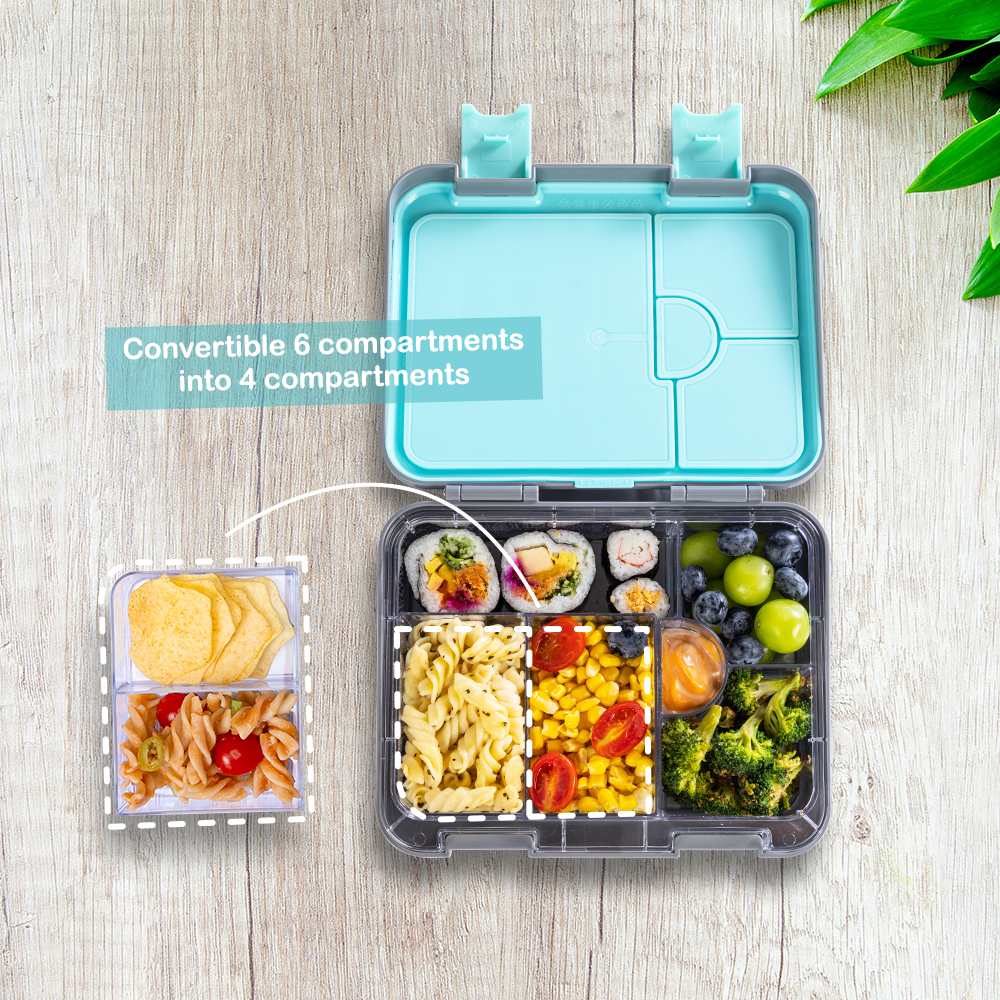 Eazy Kids - 6 & 4 Convertible Bento Lunch Box Set - T-Rex