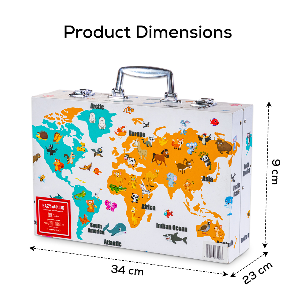 Buy Eazy Kids - In World Map Themed Metal Case 152pc Art Set