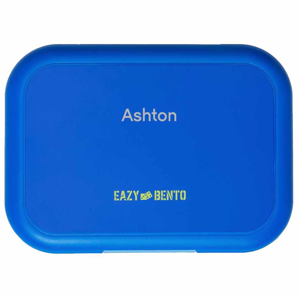 Eazy Kids - Personalized 4-Compartment Bento Lunch Box - Mat Blue