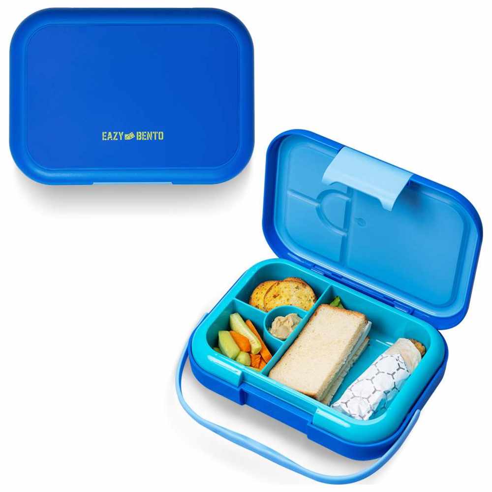 Eazy Kids - Personalized 4-Compartment Bento Lunch Box - Mat Blue