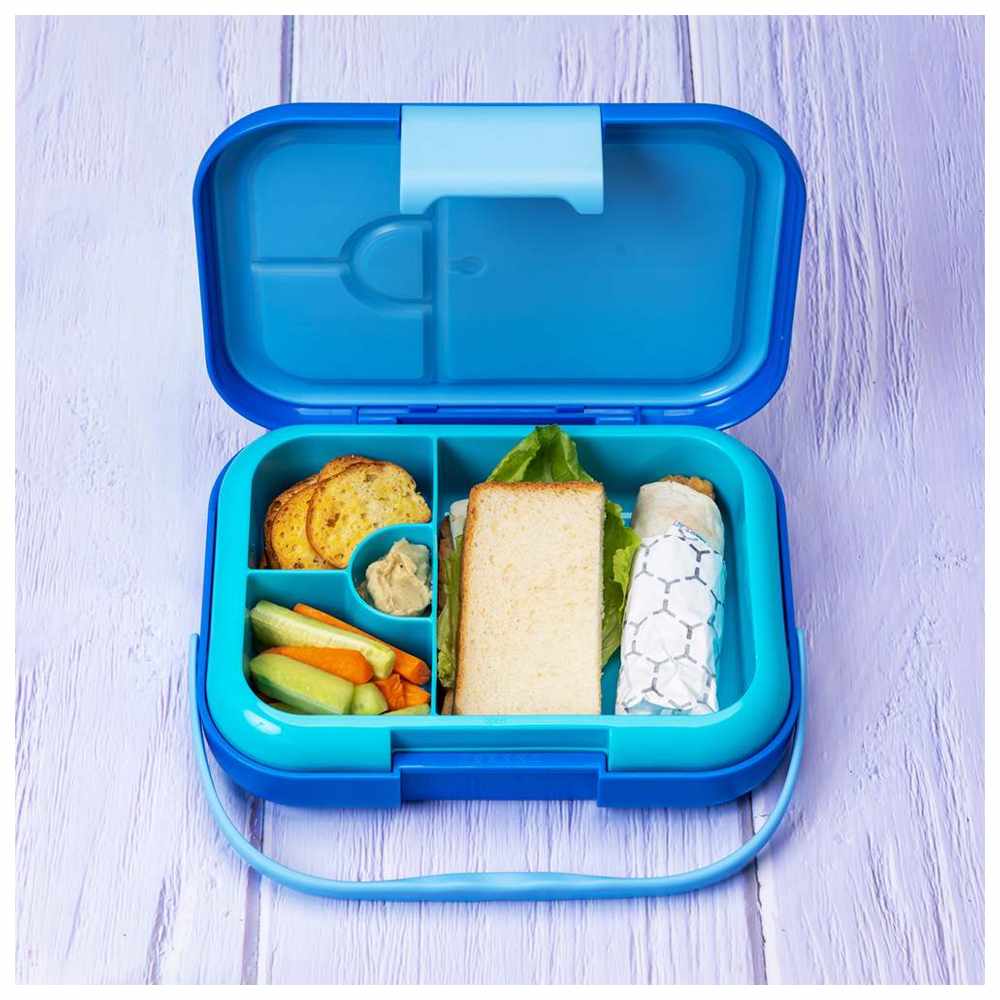 Eazy Kids - Personalized 4-Compartment Bento Lunch Box - Mat Blue