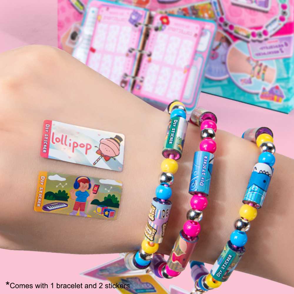Eazy Kids - DIY Wearable & Shareable Bracelet & Sticker Craft Kit - Multicolor