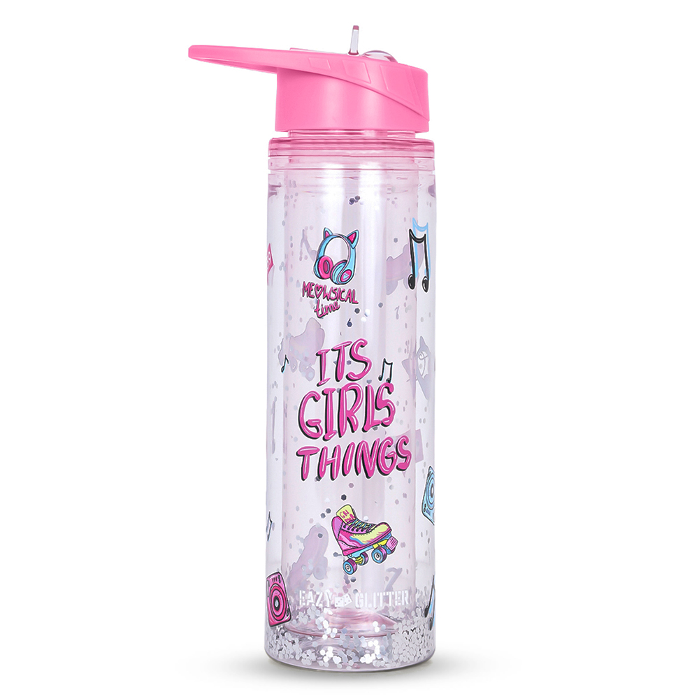 Eazy kids - Tritan Double Wall Glitter Water Bottle - Its Girls Things - 550ml