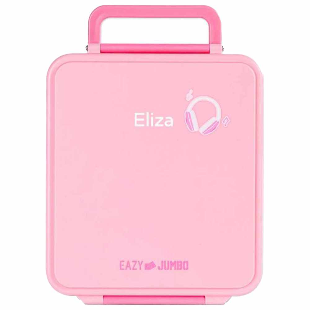 Eazy Kids - Personalized 4-Compartment Jumbo Bento Lunch Box Set - Pink