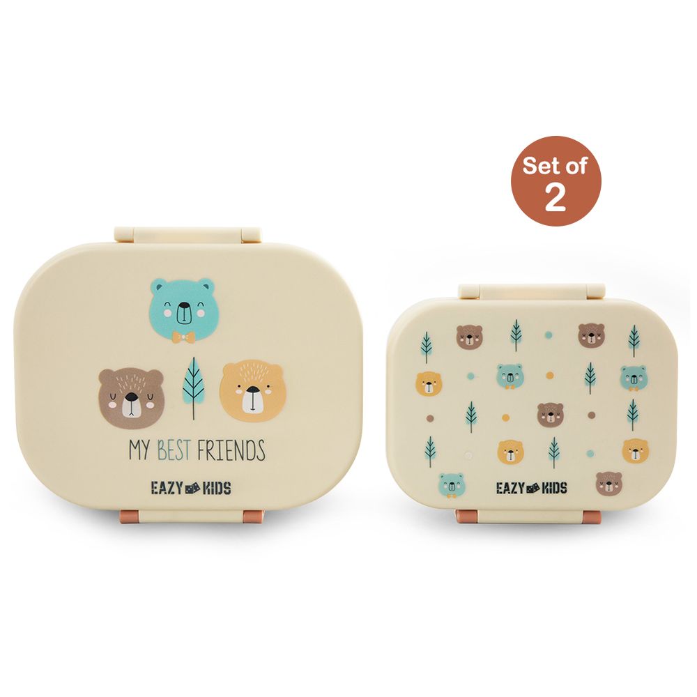 Eazy Kids - Bento Lunch Boxes - Friends Ivory - 2 Pc Set
