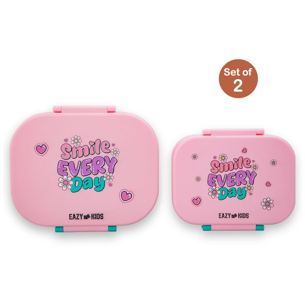 Eazy Kids - Bento Lunch Boxes - Shine Pink - 2 Pc Set
