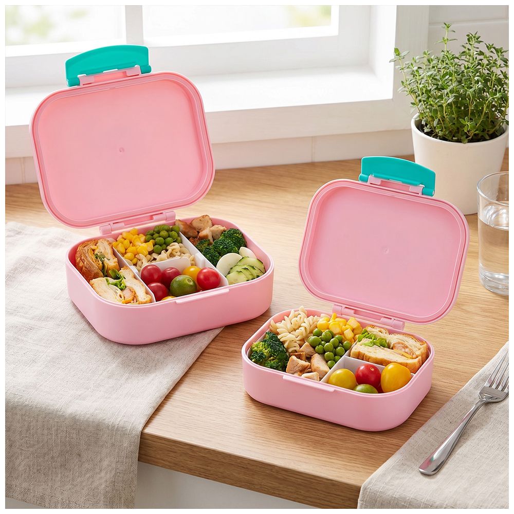Eazy Kids - Bento Lunch Boxes - Shine Pink - 2 Pc Set