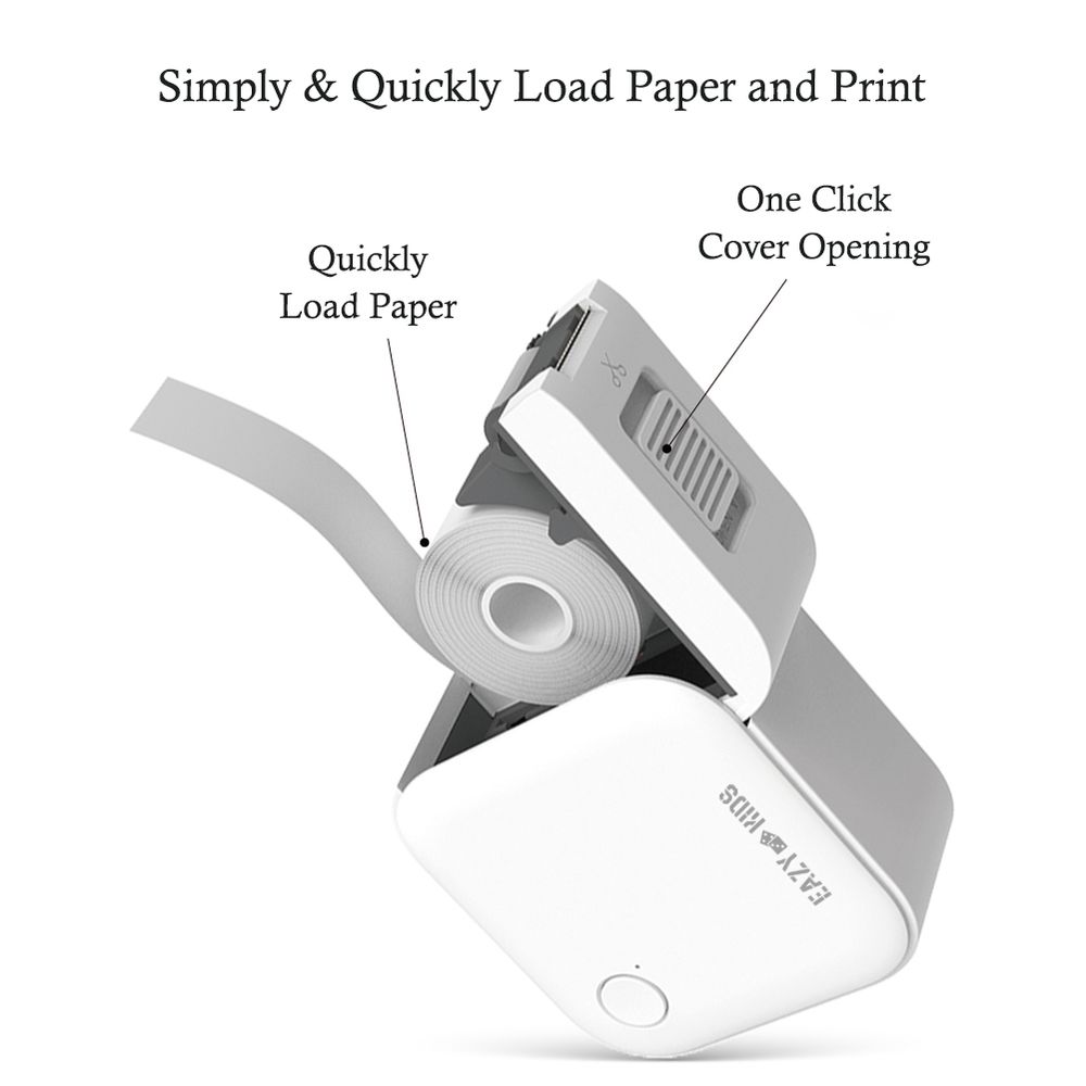 Eazy Kids - Mini Label Maker Printer with 180 Label Roll - White