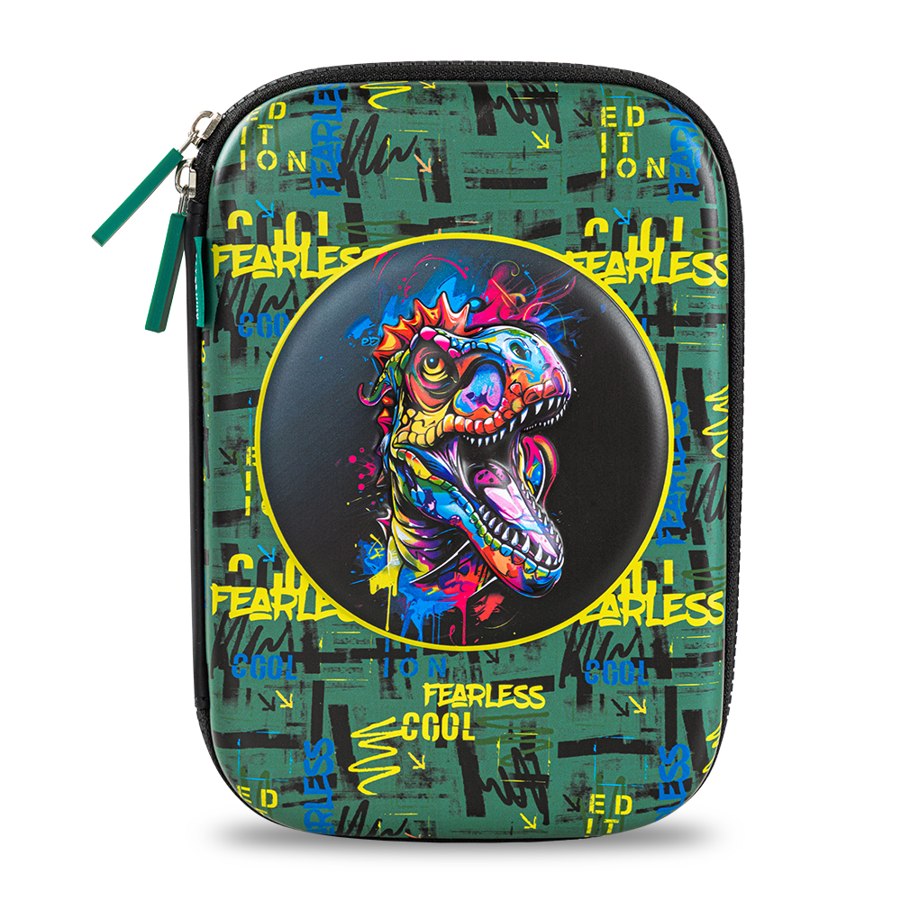 Eazy Kids - School Bag with Pencil Case - Dino Green - 16-Inch/41cm