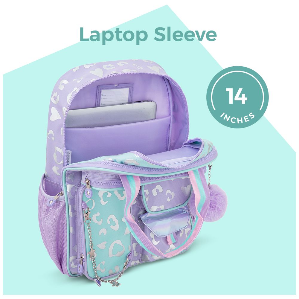 Eazy Kids - School Backpack With Lunch Bag And Pencil Case - Purple - 17-Inch