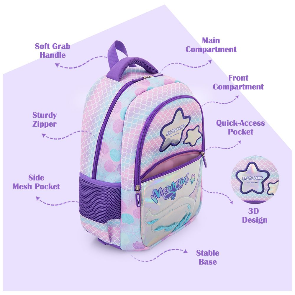 Eazy Kids - School Bag Combo - Purple - 18-Inch - 3 Pc Set