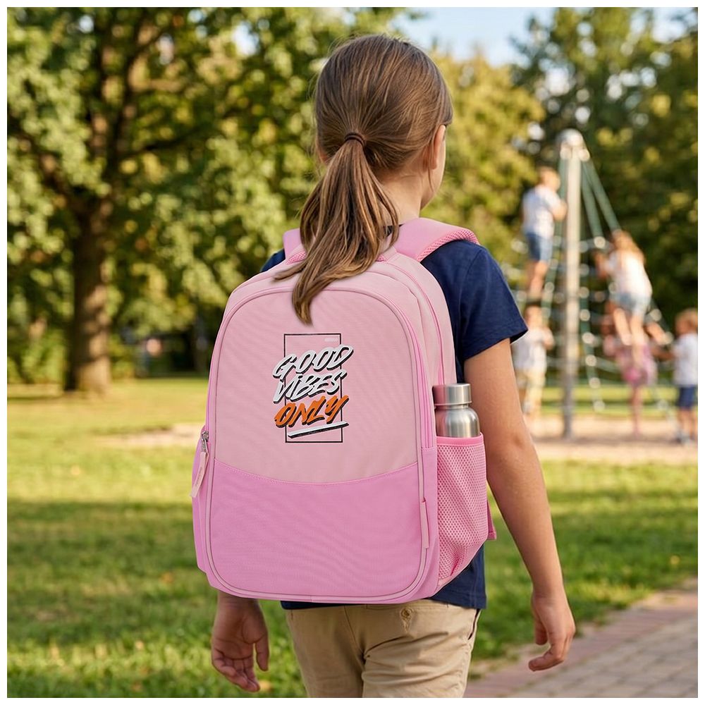 Eazy Kids - Good Vibes School Backpack - Pink - 15.3-Inch