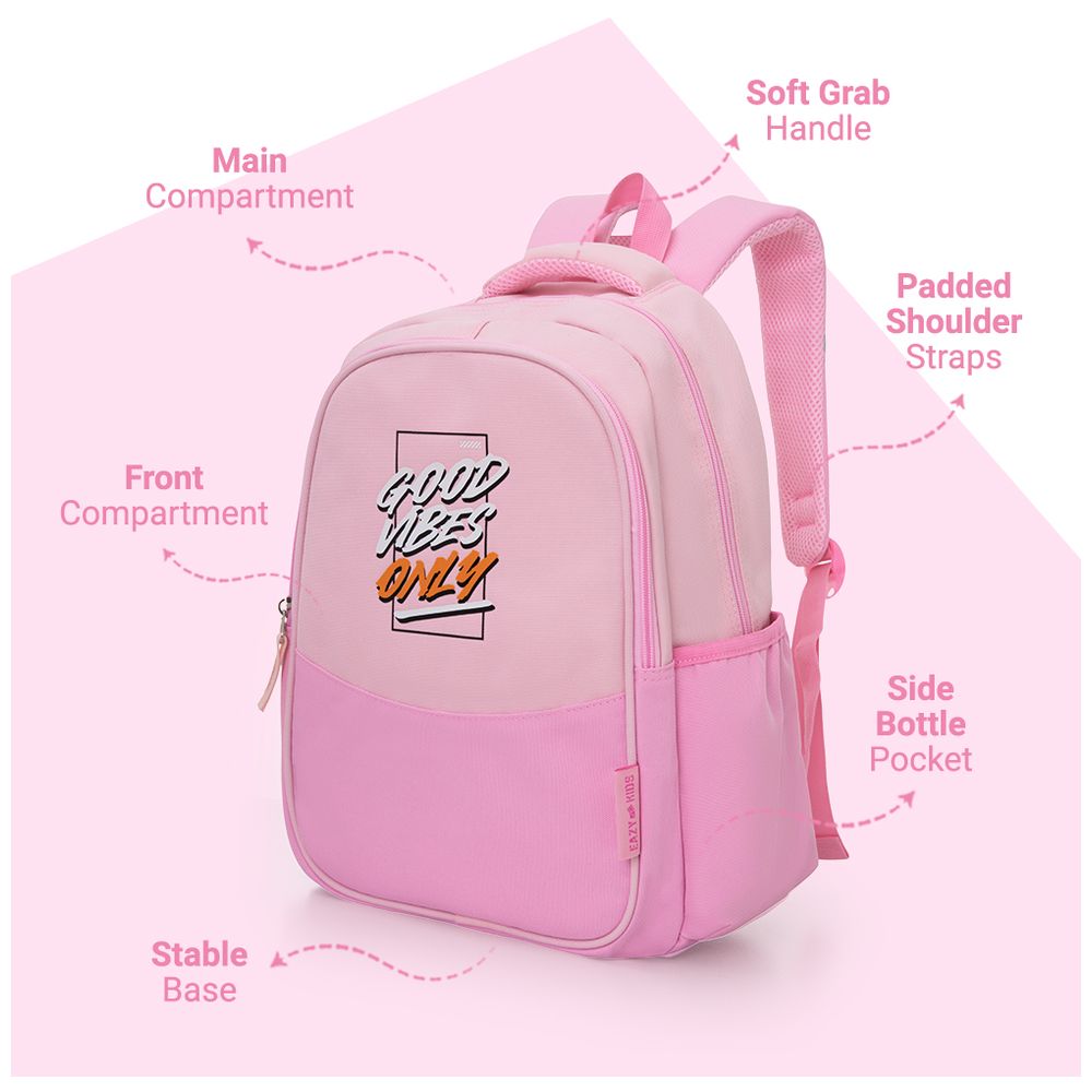 Eazy Kids - Good Vibes School Backpack - Pink - 15.3-Inch