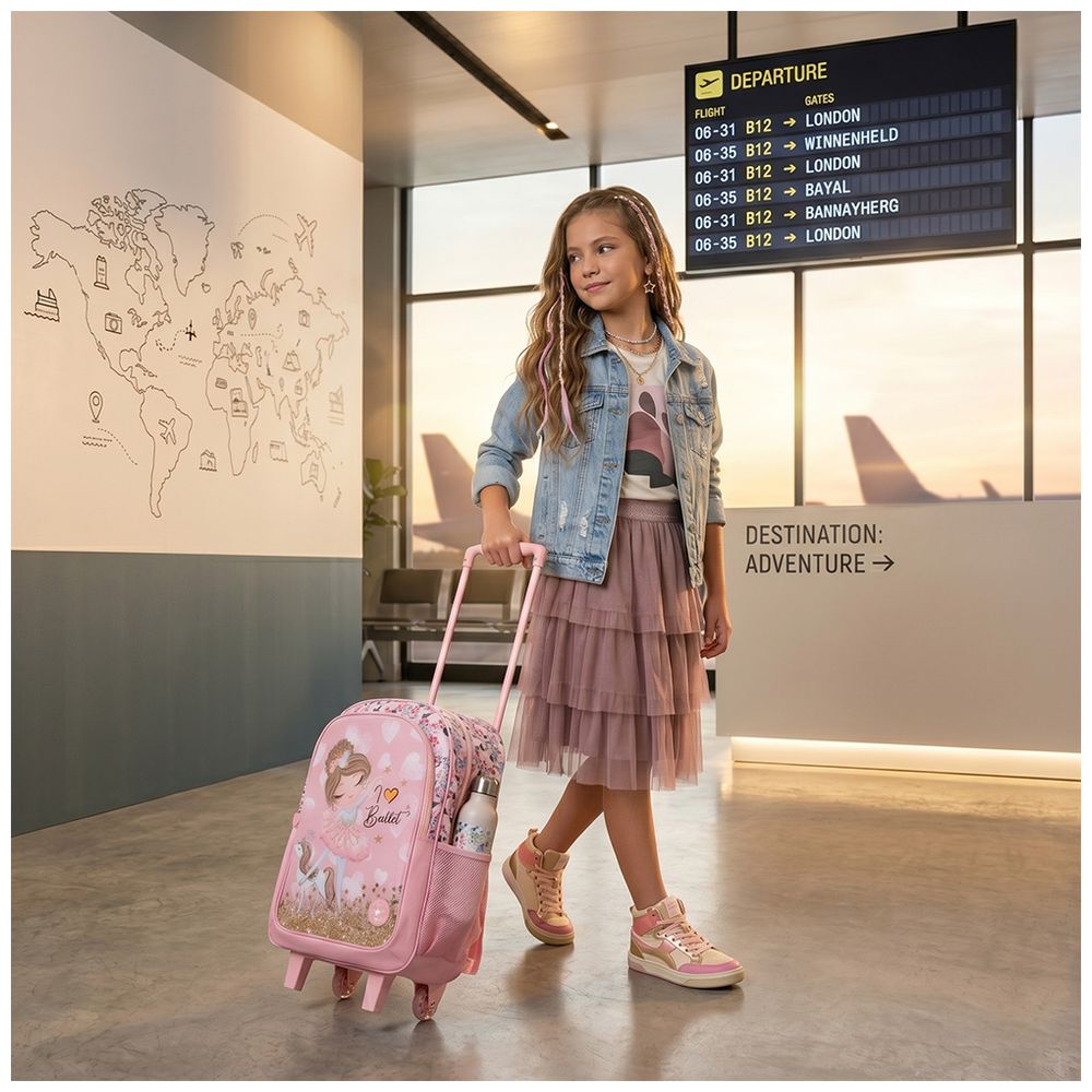 Eazy Kids - Trolley School Bag Combo - Ballet Pink - 17-Inch - 5 Pc Set